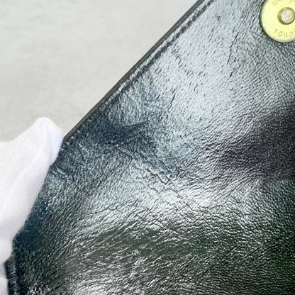 Saint Laurent Bag YSL Clutch Purse Hand Leather Black Gold Used Authentic