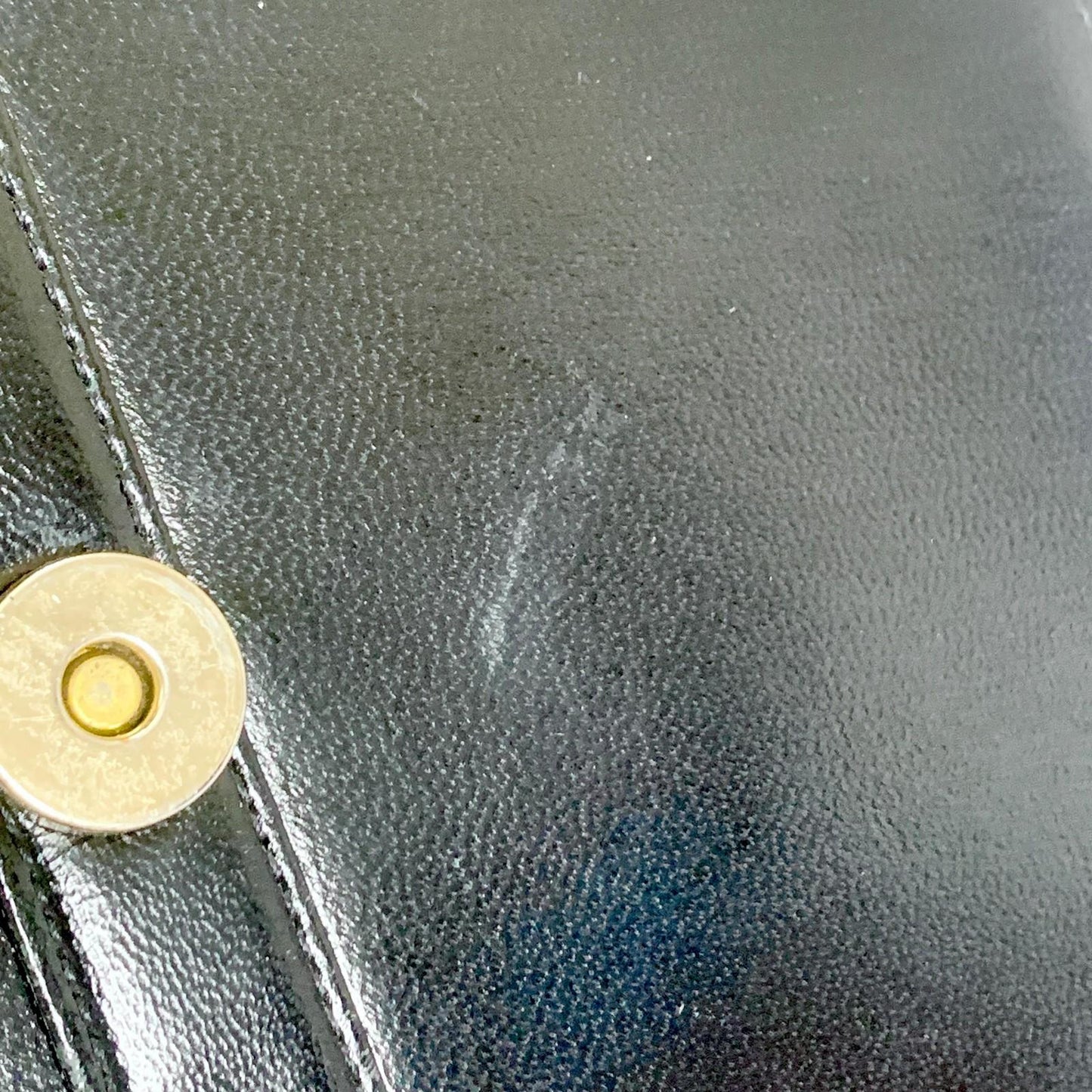 Saint Laurent Bag YSL Clutch Purse Hand Leather Black Gold Used Authentic