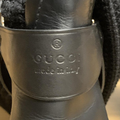 GUCCI Long Boots Shoes EU 36 US 6 Knit Leather Black Authentic