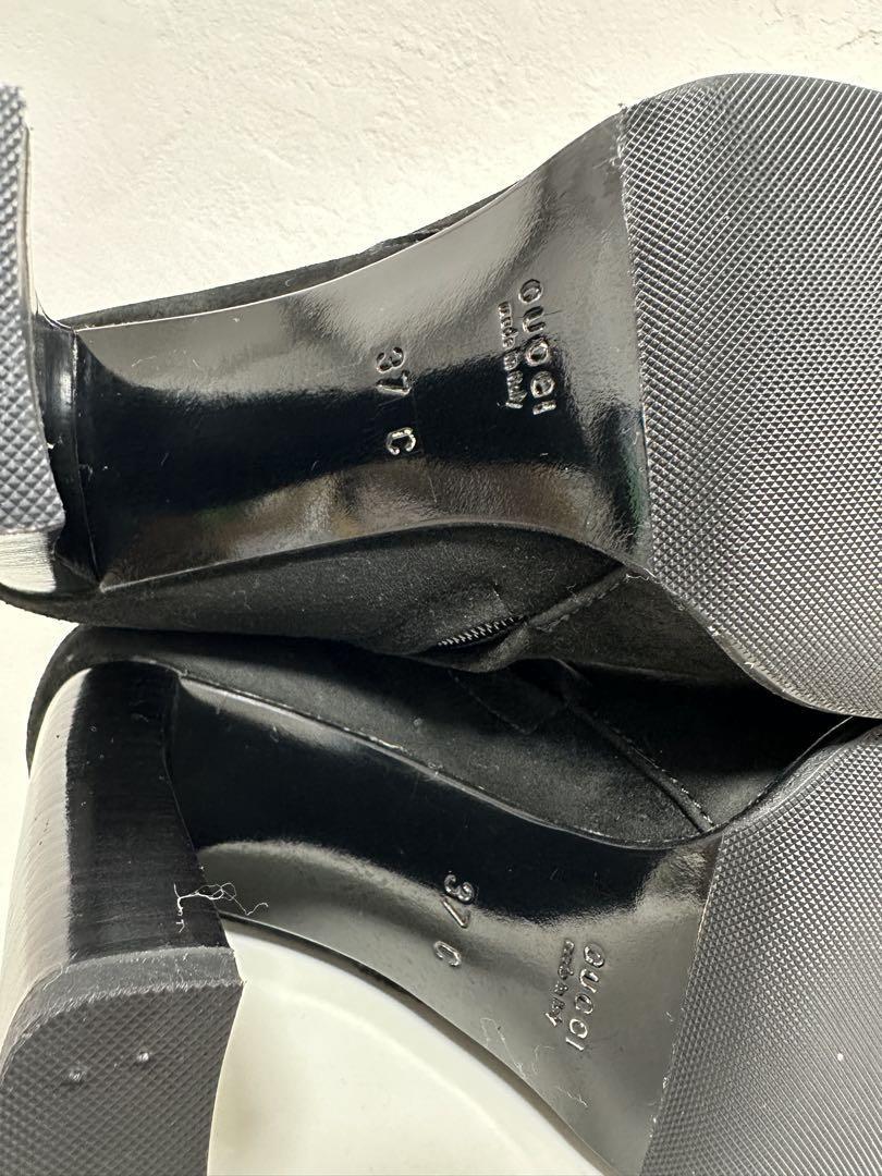 GUCCI Long Boots Shoes EU 37 US 7 Suede Black Authentic