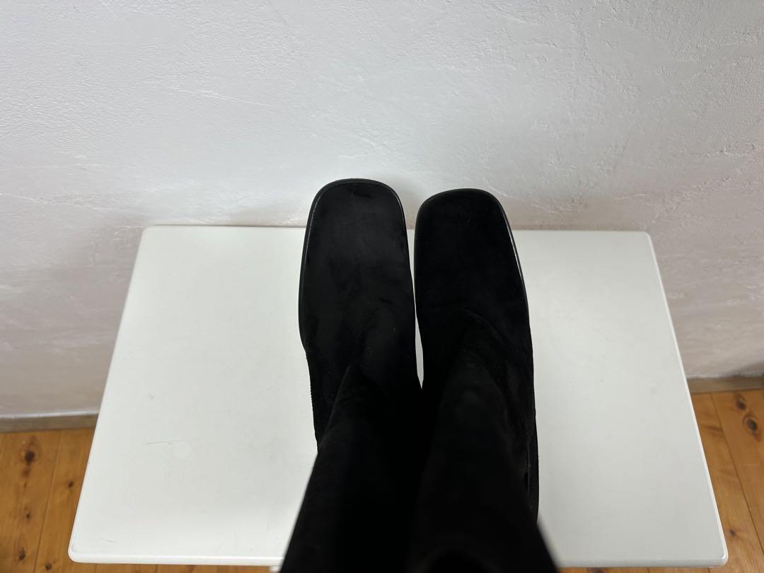 GUCCI Long Boots Shoes EU 37 US 7 Suede Black Authentic