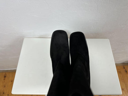 GUCCI Long Boots Shoes EU 37 US 7 Suede Black Authentic