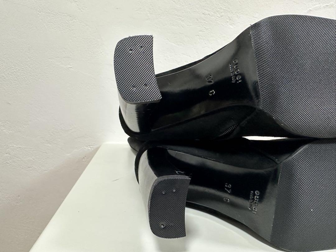 GUCCI Long Boots Shoes EU 37 US 7 Suede Black Authentic