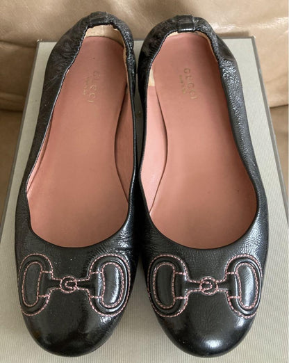 GUCCI Shoes Pumps Flat EU 37 US 7 Black Authentic