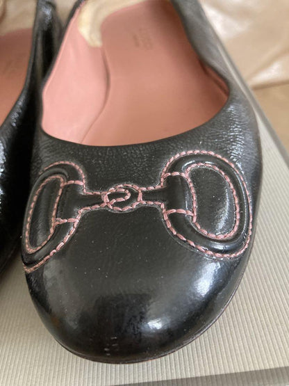 GUCCI Shoes Pumps Flat EU 37 US 7 Black Authentic