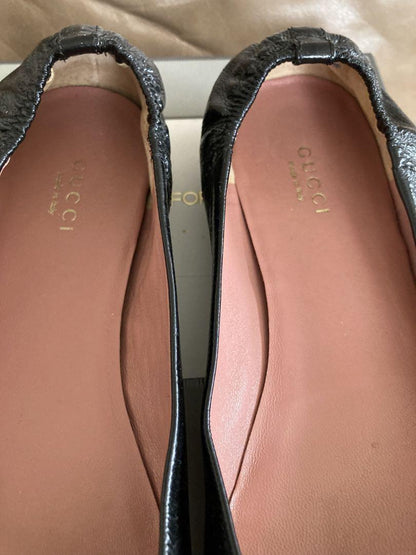 GUCCI Shoes Pumps Flat EU 37 US 7 Black Authentic