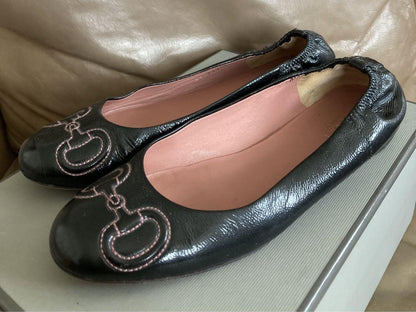 GUCCI Shoes Pumps Flat EU 37 US 7 Black Authentic