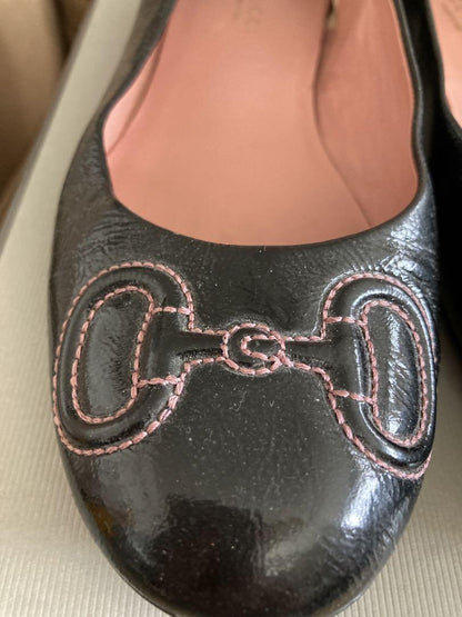 GUCCI Shoes Pumps Flat EU 37 US 7 Black Authentic