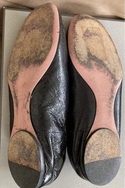 GUCCI Shoes Pumps Flat EU 37 US 7 Black Authentic
