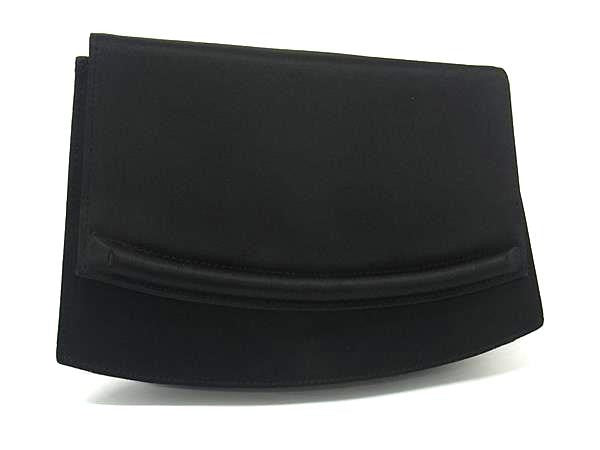 Saint Laurent Clutch Bag Second Bag Satin Black Authentic