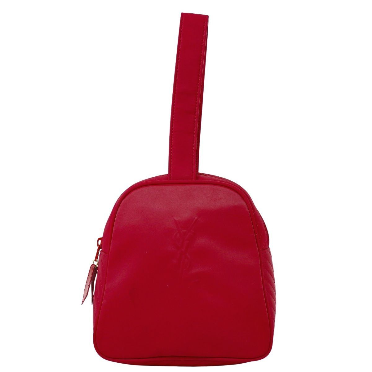 Saint Laurent Hand Bag Tote Purse YSL Cassandra Nylon Red Authentic