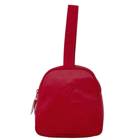Saint Laurent Hand Bag Tote Purse YSL Cassandra Nylon Red Authentic