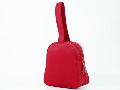 Saint Laurent Hand Bag Tote Purse YSL Cassandra Nylon Red Authentic