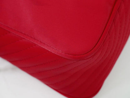 Saint Laurent Hand Bag Tote Purse YSL Cassandra Nylon Red Authentic