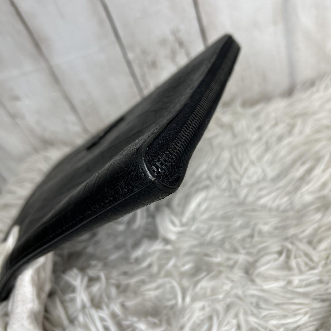 Saint Laurent Clutch Bag Second Bag YSL Cassandra Leather Black Authentic