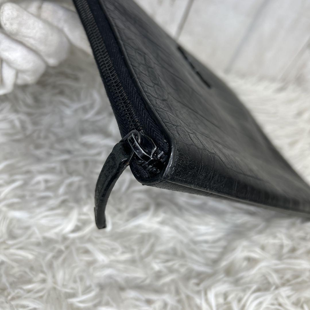 Saint Laurent Clutch Bag Second Bag YSL Cassandra Leather Black Authentic