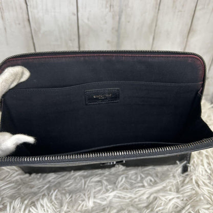 Saint Laurent Clutch Bag Second Bag YSL Cassandra Leather Black Authentic