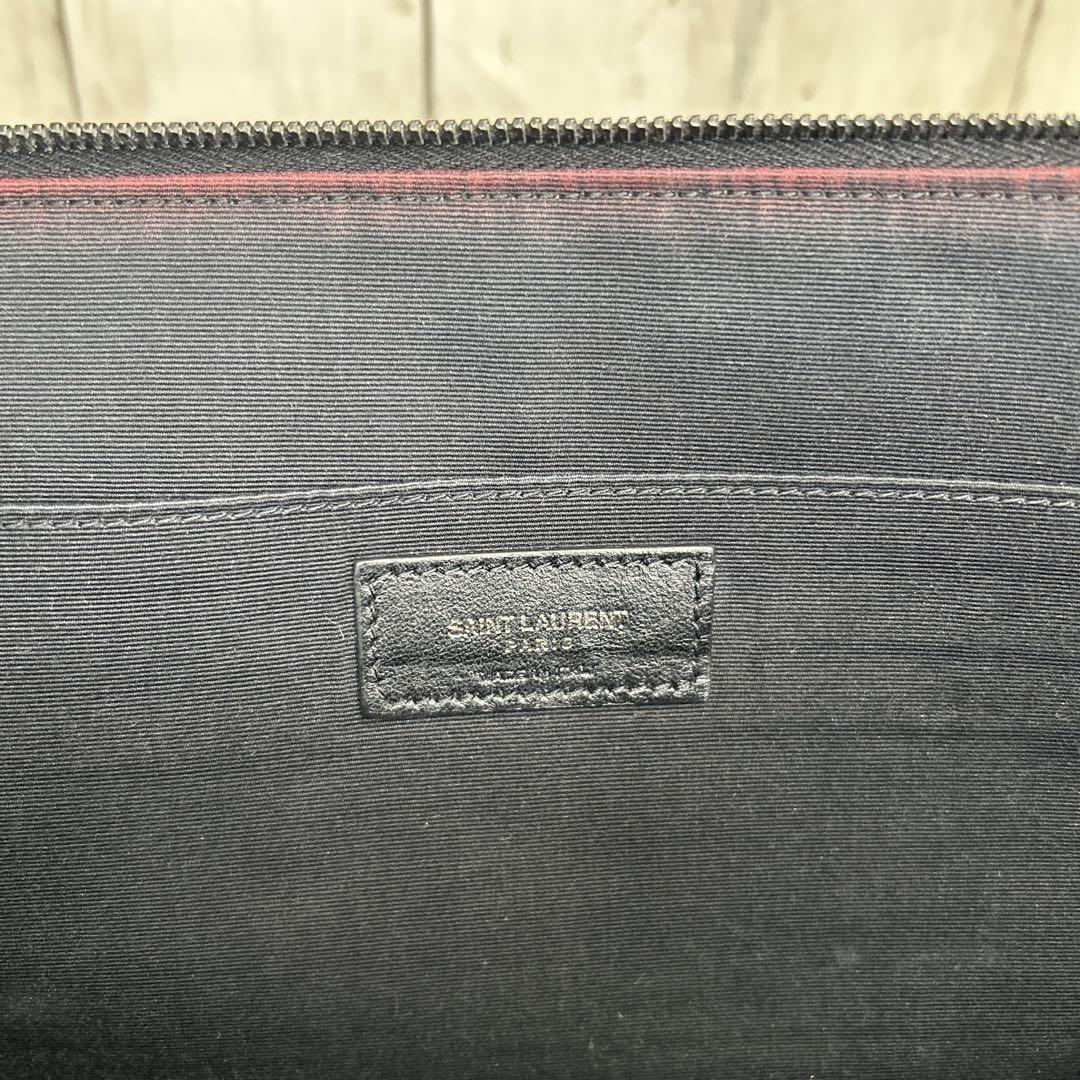 Saint Laurent Clutch Bag Second Bag YSL Cassandra Leather Black Authentic