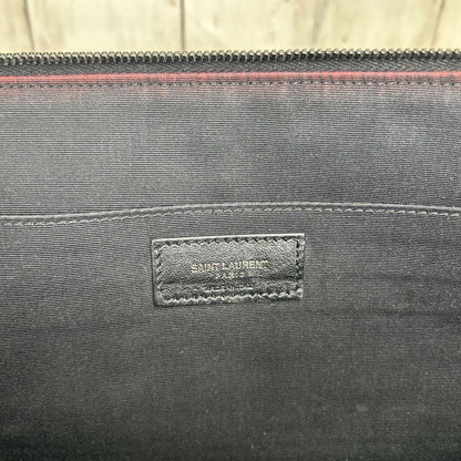 Saint Laurent Clutch Bag Second Bag YSL Cassandra Leather Black Authentic