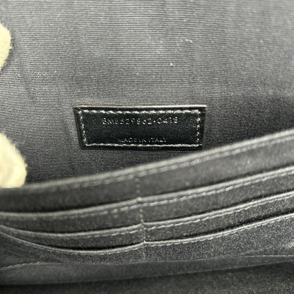 Saint Laurent Clutch Bag Second Bag YSL Cassandra Leather Black Authentic