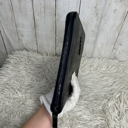 Saint Laurent Clutch Bag Second Bag YSL Cassandra Leather Black Authentic