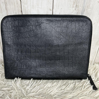 Saint Laurent Clutch Bag Second Bag YSL Cassandra Leather Black Authentic