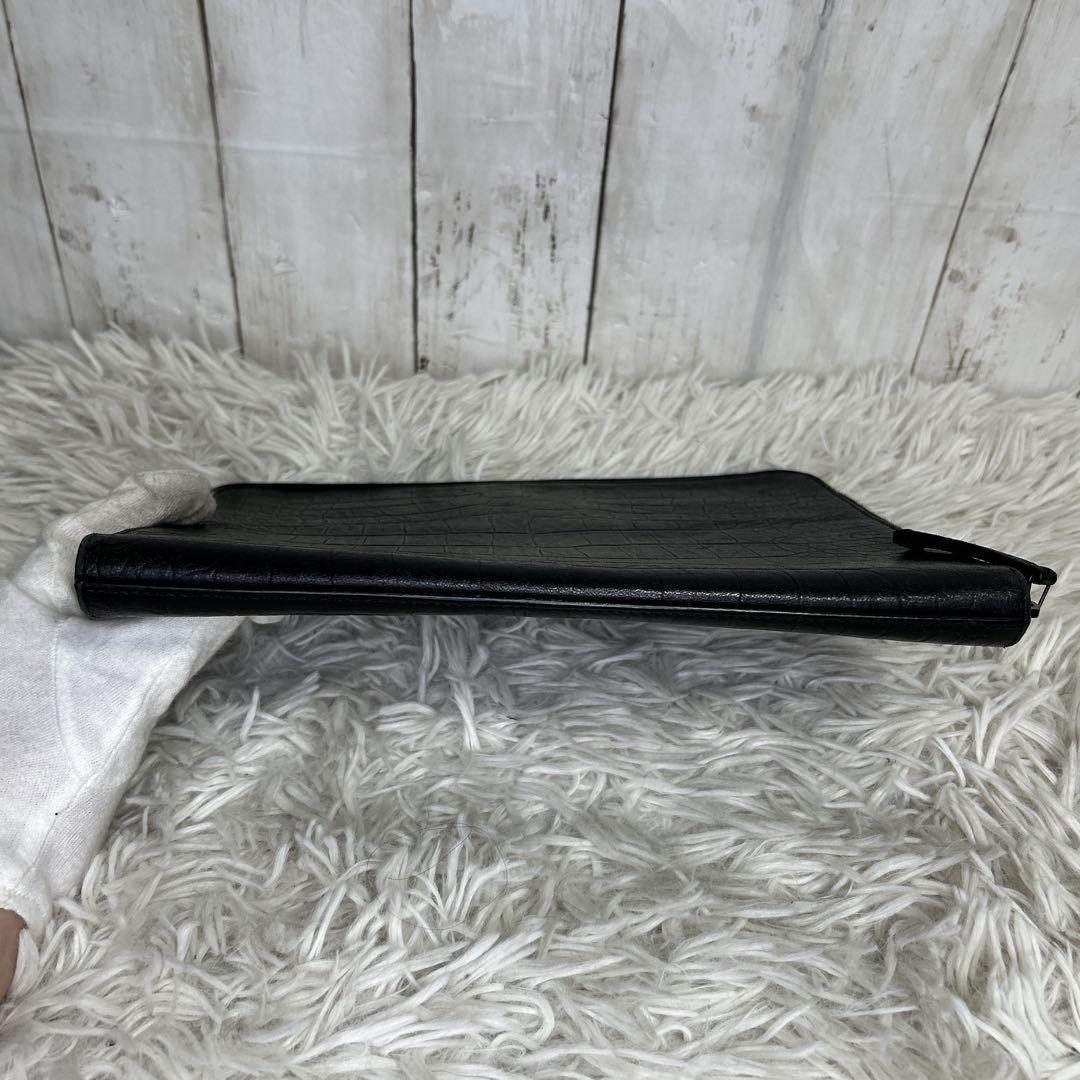 Saint Laurent Clutch Bag Second Bag YSL Cassandra Leather Black Authentic