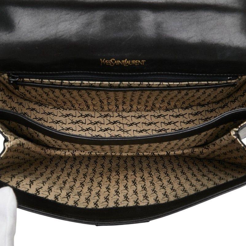 Saint Laurent Shoulder Bag Purse YSL Cassandra Leather Black Authentic