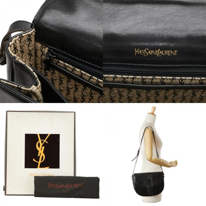 Saint Laurent Shoulder Bag Purse YSL Cassandra Leather Black Authentic