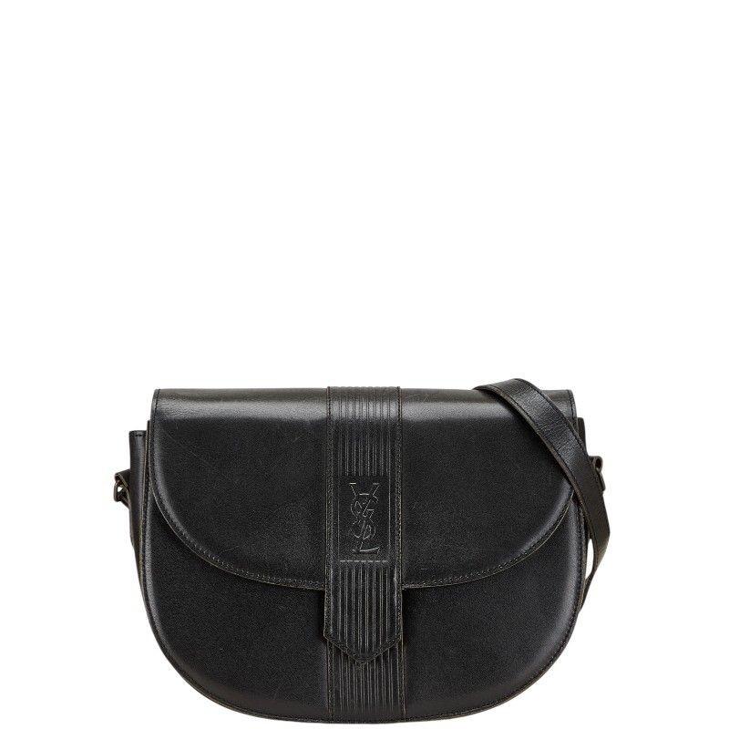Saint Laurent Shoulder Bag Purse YSL Cassandra Leather Black Authentic