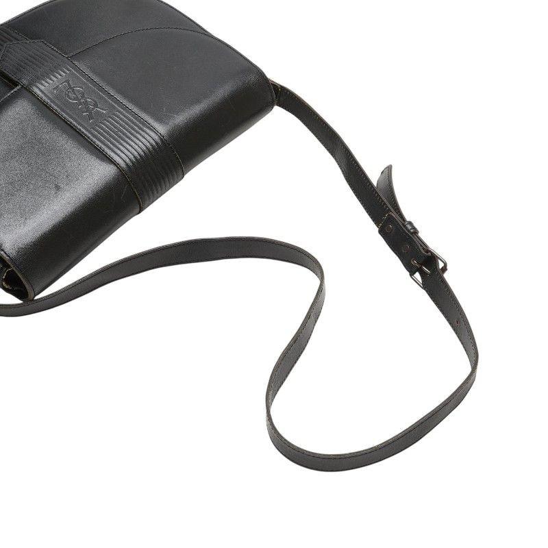 Saint Laurent Shoulder Bag Purse YSL Cassandra Leather Black Authentic