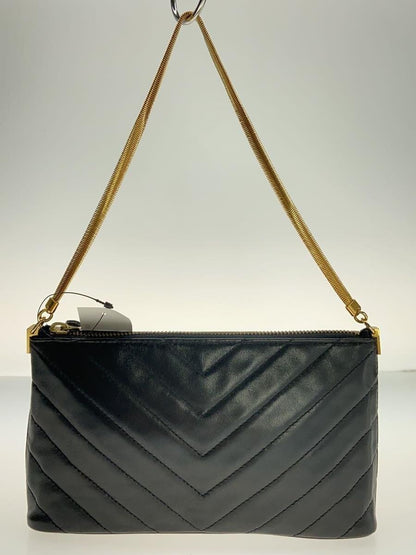 Saint Laurent Hand Bag Tote Purse V stitch Quilting Leather Black Authentic