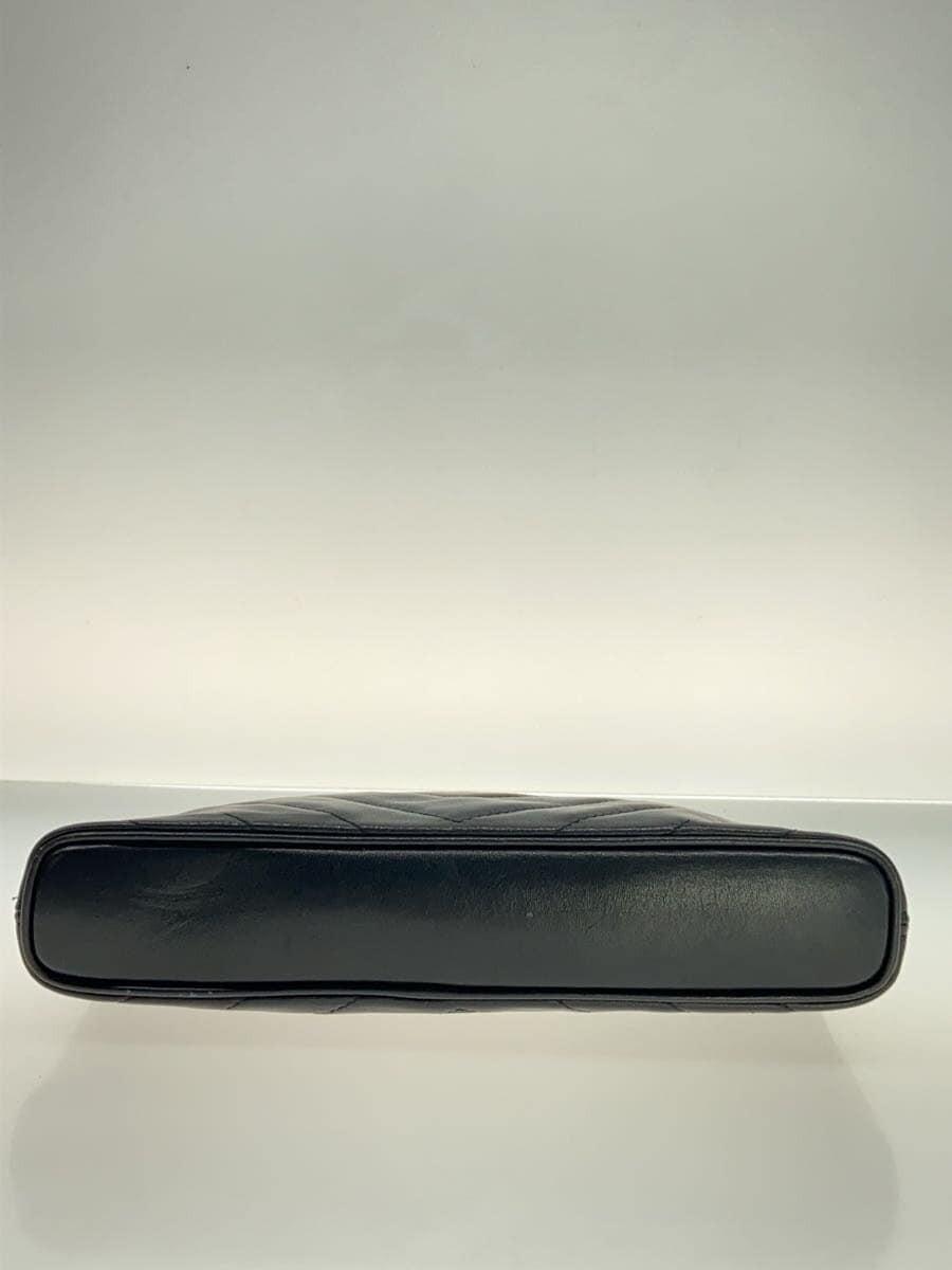 Saint Laurent Hand Bag Tote Purse V stitch Quilting Leather Black Authentic