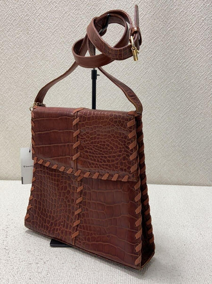 Saint Laurent Shoulder Bag Purse Leather Brown Authentic