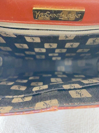 Saint Laurent Shoulder Bag Purse Leather Brown Authentic