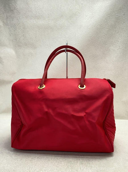 Saint Laurent Hand Bag Tote Purse Nylon Red Authentic