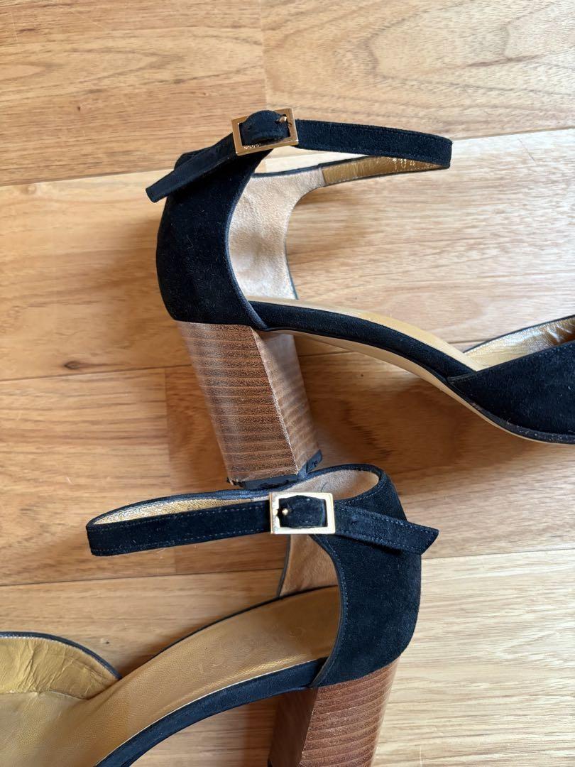 GUCCI Shoes Pumps Heel EU 37.5 US 7.5 Suede Black Authentic