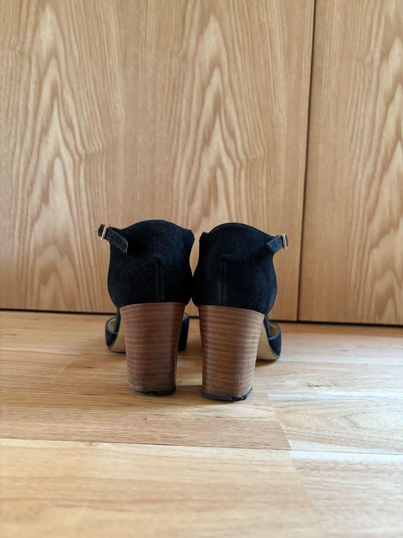 GUCCI Shoes Pumps Heel EU 37.5 US 7.5 Suede Black Authentic