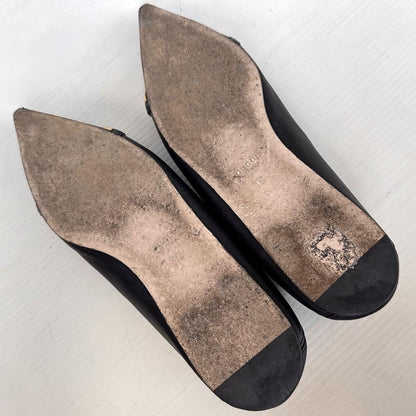 GUCCI Shoes Pumps Heel Chain Horsebit EU 37 US 7 Leather Black Authentic