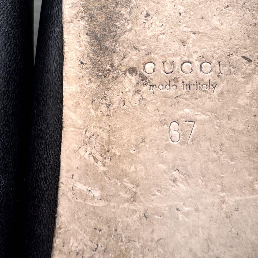 GUCCI Shoes Pumps Heel Chain Horsebit EU 37 US 7 Leather Black Authentic