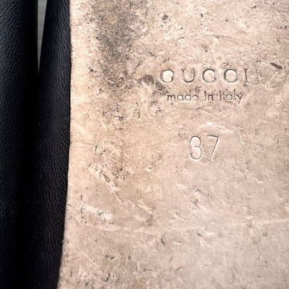 GUCCI Shoes Pumps Heel Chain Horsebit EU 37 US 7 Leather Black Authentic