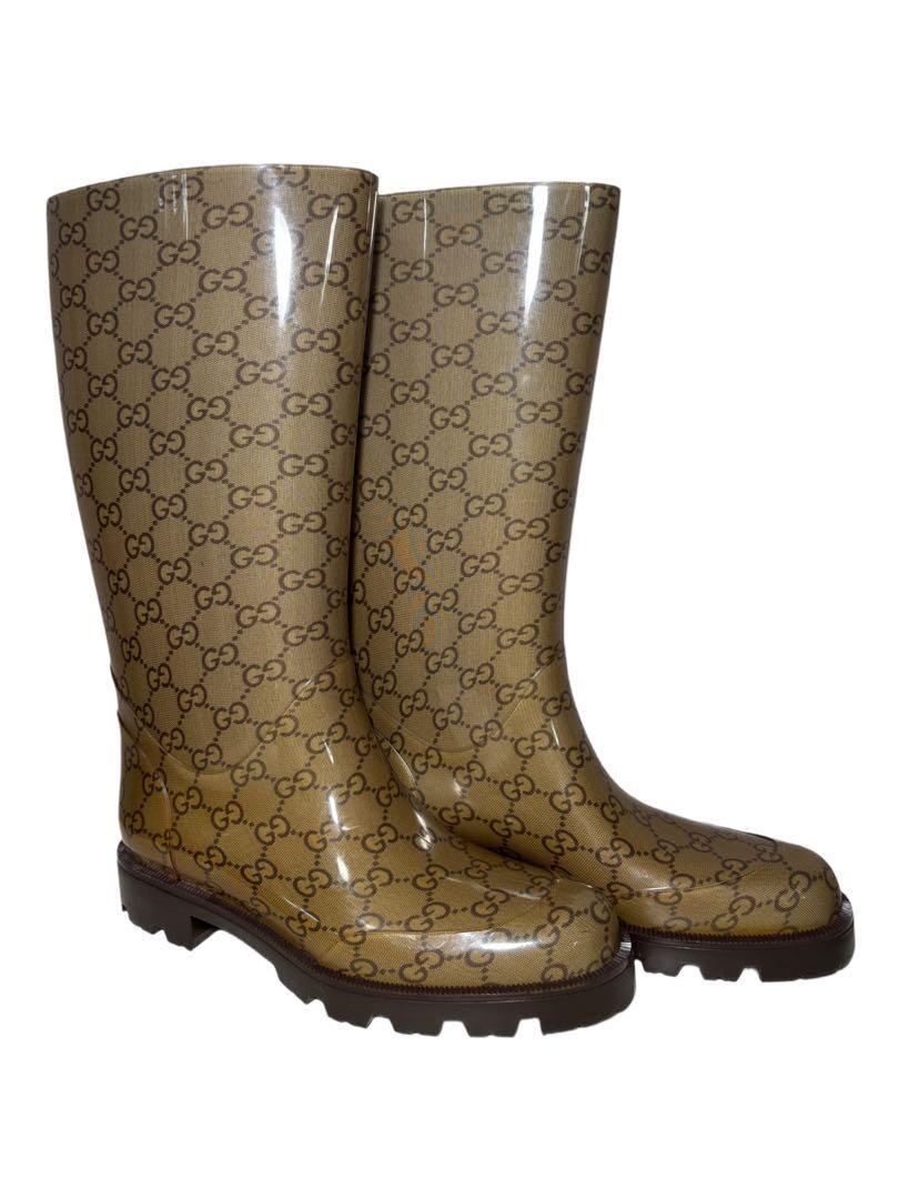 GUCCI Long Rain Boots Shoes GG EU 36 US 6 Authentic