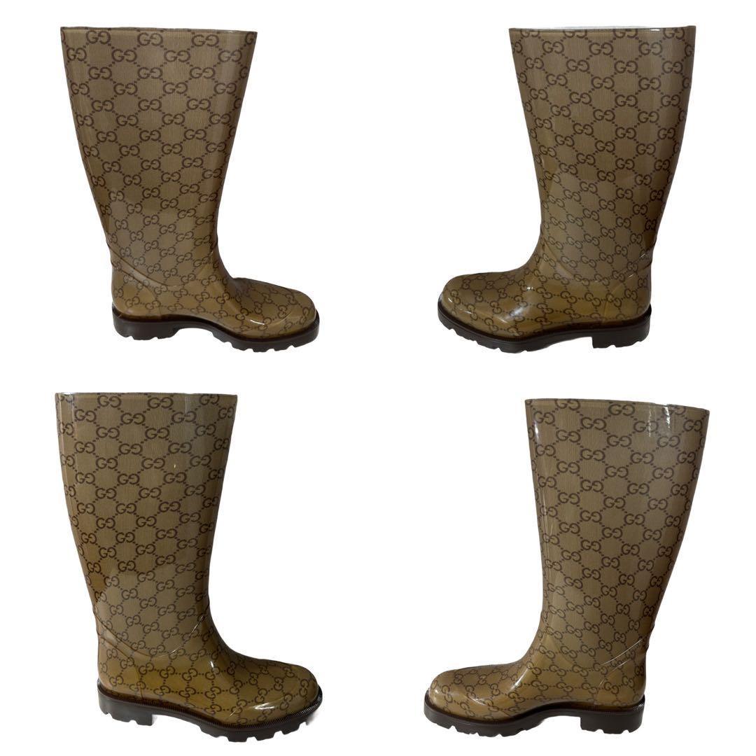GUCCI Long Rain Boots Shoes GG EU 36 US 6 Authentic