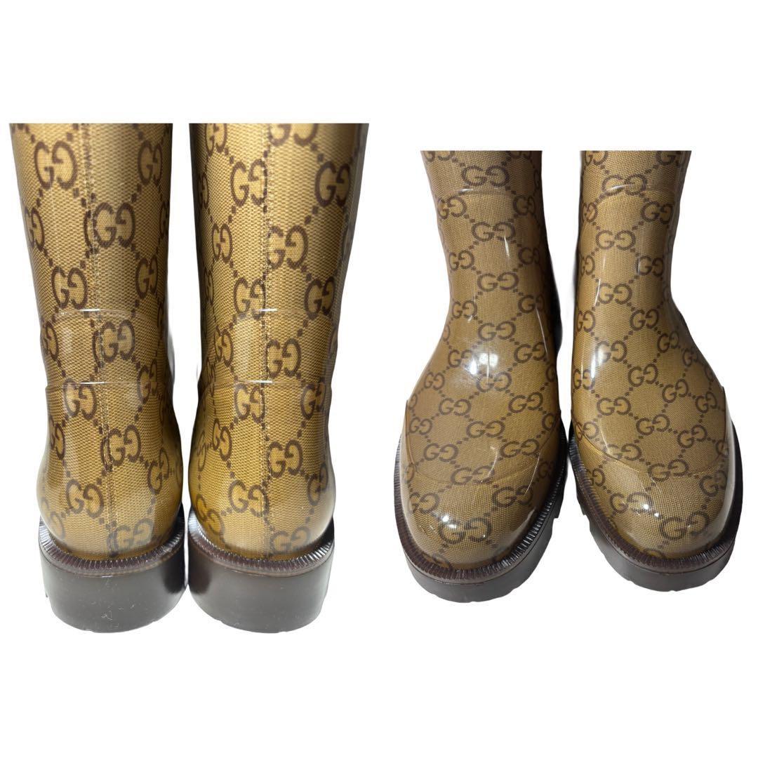 GUCCI Long Rain Boots Shoes GG EU 36 US 6 Authentic