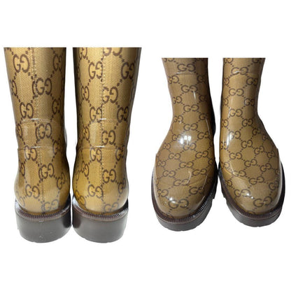 GUCCI Long Rain Boots Shoes GG EU 36 US 6 Authentic