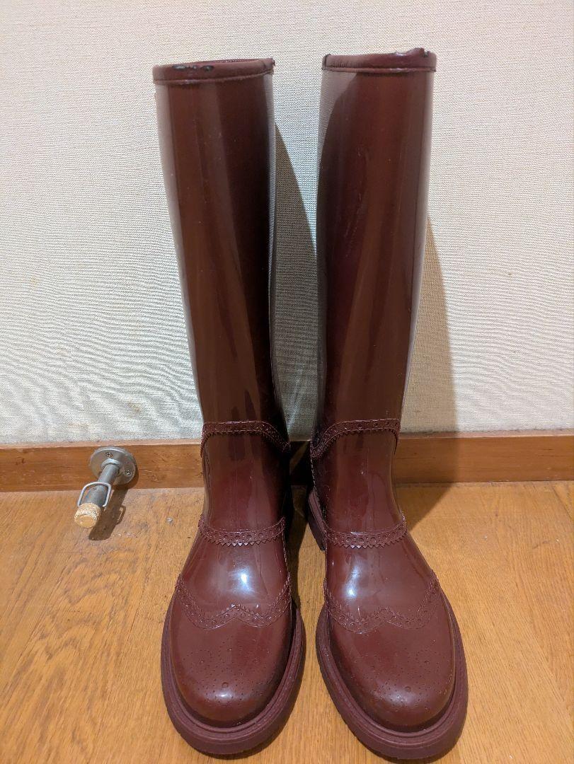 GUCCI Long Rain Boots Shoes EU 37 US 7 Burgundy Authentic