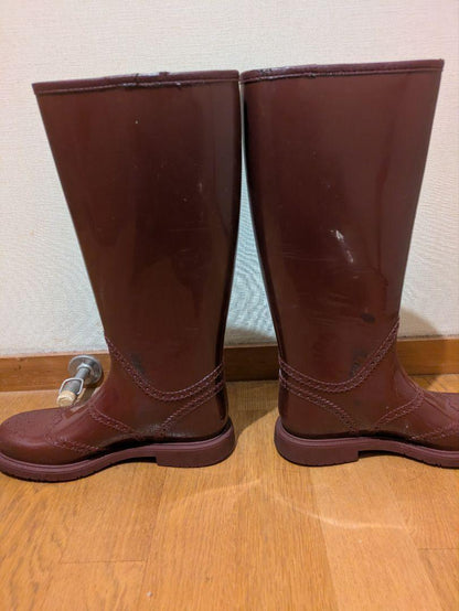 GUCCI Long Rain Boots Shoes EU 37 US 7 Burgundy Authentic
