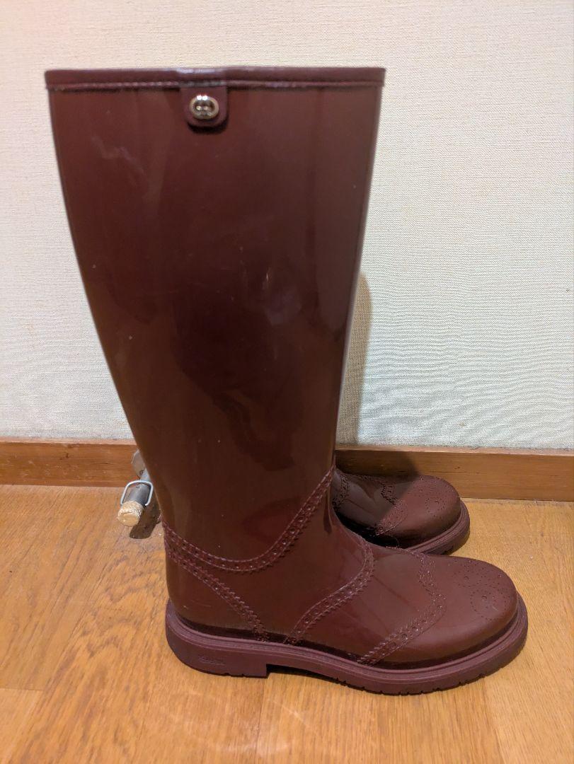 GUCCI Long Rain Boots Shoes EU 37 US 7 Burgundy Authentic