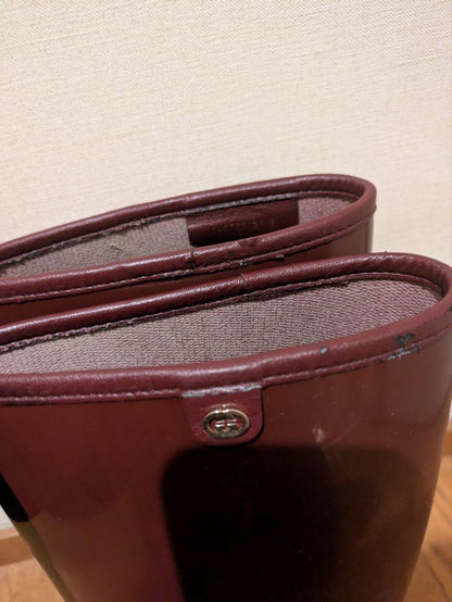 GUCCI Long Rain Boots Shoes EU 37 US 7 Burgundy Authentic