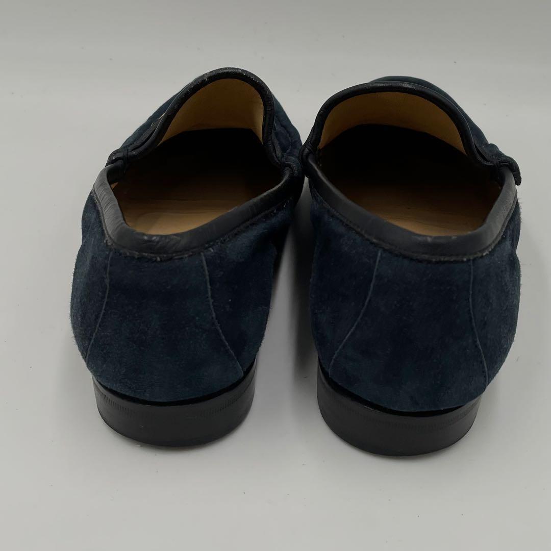 GUCCI Loafers Shoes Horse Bit EU 37 US 7 Suede Navy Authentic